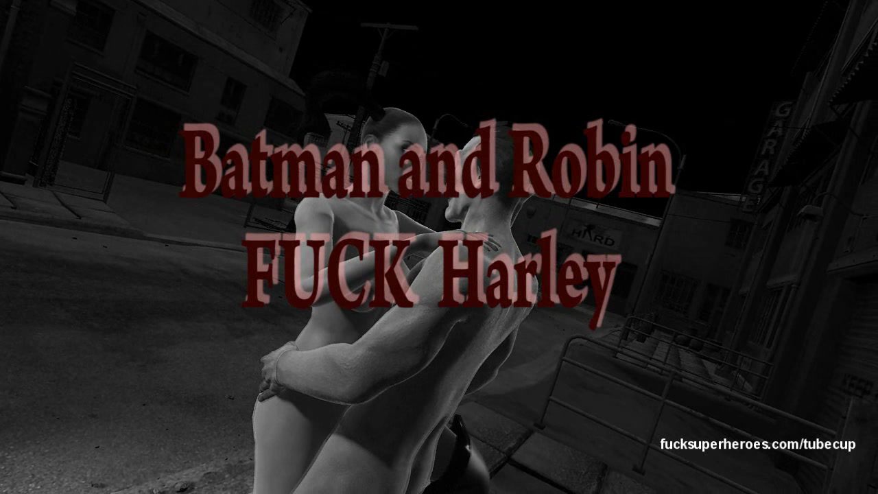 Batman, Robin, and Harley fuck like rabbits getting wet pussy for days
