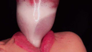 Close-Up: Milking Mouth Blowjob Breaks CONDOM!