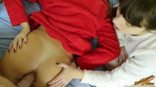 Amateur anal threesome for Merry Christmas 2018