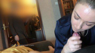 Stepmom watched My Giving a Blowjob Suck and Teasing My Boyfriend