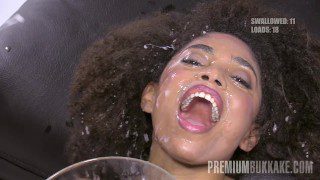 Luna Corazon Bukkake Blowjob – 50 Cum Mouthfuls